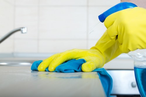 Commercial cleaning team maintaining an Enfield office after business hours